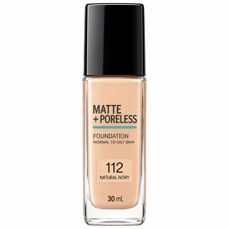Maybelline Fit Me Matte + Poreless Foundation, 112 Natural Ivory, 30 mL